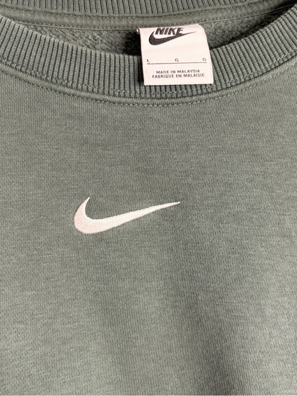 Nike Phoenix Green Crewneck Sweatshirt Cropped Large - Picture 5 of 6
